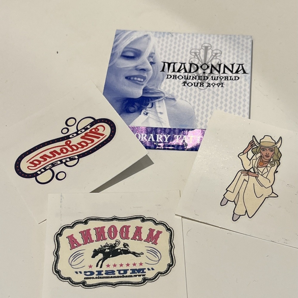 Madonna Temporary Tattoo Set Drowned World Tour 2001 Stickers X2